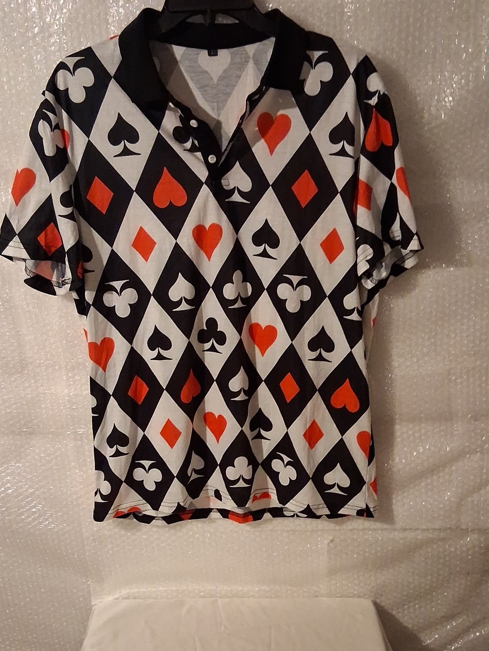 Men's Playing Card Suits Polo Shirt Size L - Poker Diamond Spade Heart